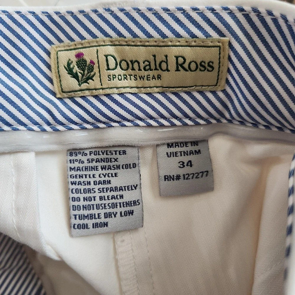 Donald Ross Mens White Walker II Golf Shorts Performance Stretch Size 34 NEW